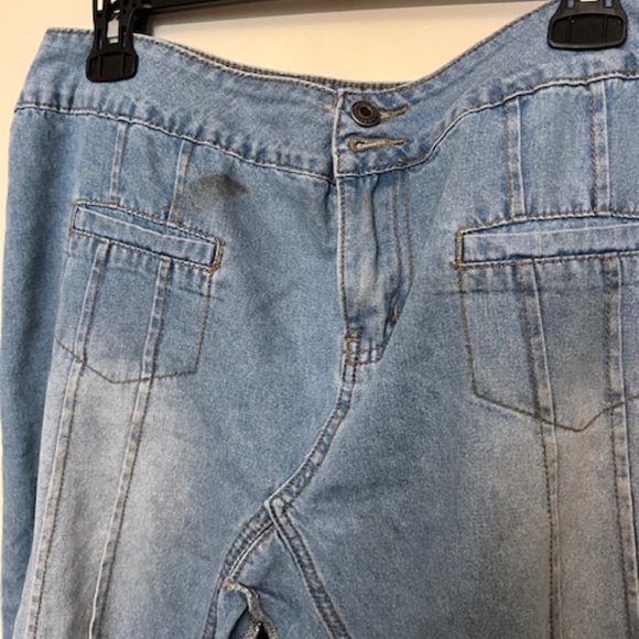 Edikted XL ruffled open jean front maxi skirt two button zip front, 2 pockets - Picture 2 of 5